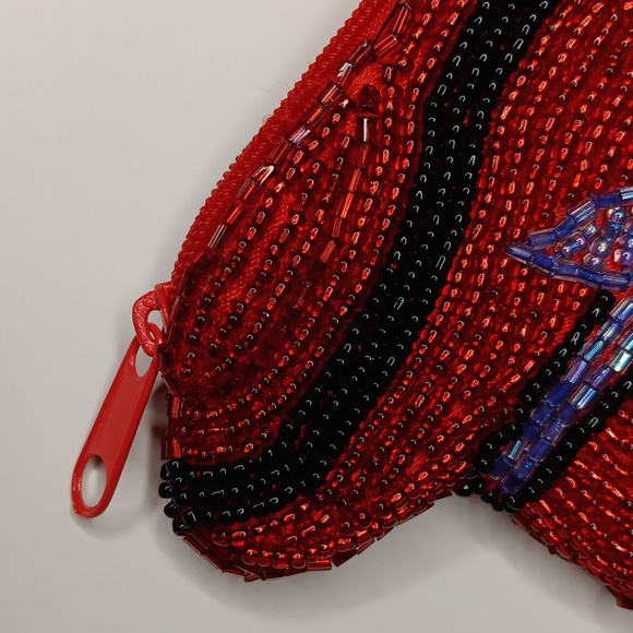 Red hat society vintage beaded hat purple floral bow zippered coin purse - Picture 4 of 4